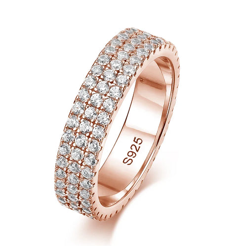 Aliança Eternity Completa Moissanite Prata 925 Banho Ouro 18K — Certificado GRA