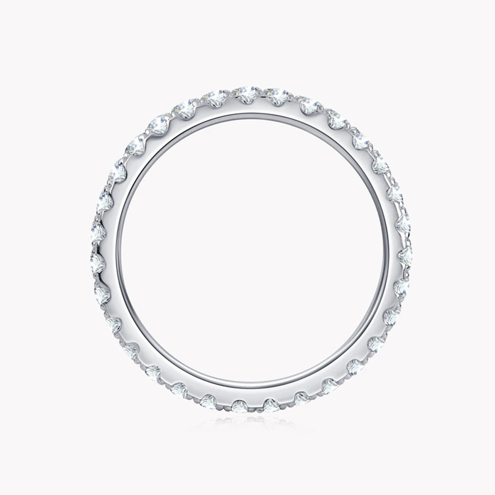 Anel Meia Aliança Moissanite 2mm e 3mm Prata 925 Ouro 18K — Certificado GRA