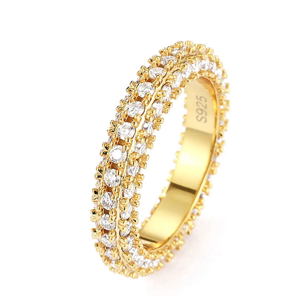 Aliança Russa Inteira Moissanite 5mm Prata 925 com Ródio — Certificado GRA