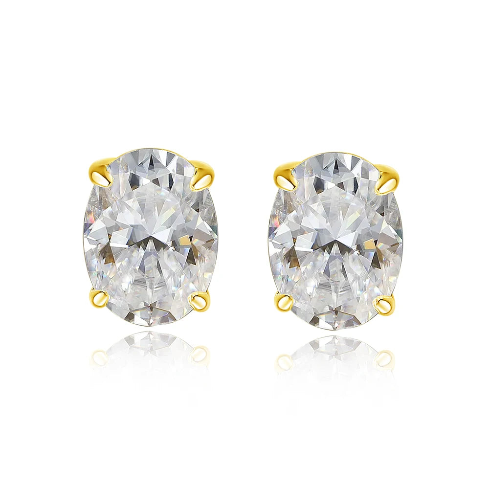Brinco Solitário Moissanite Corte Oval 1 a 4 Quilates Prata 925 — Certificado GRA