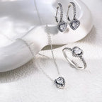 Conjunto Coração com Zircônia em Prata 925