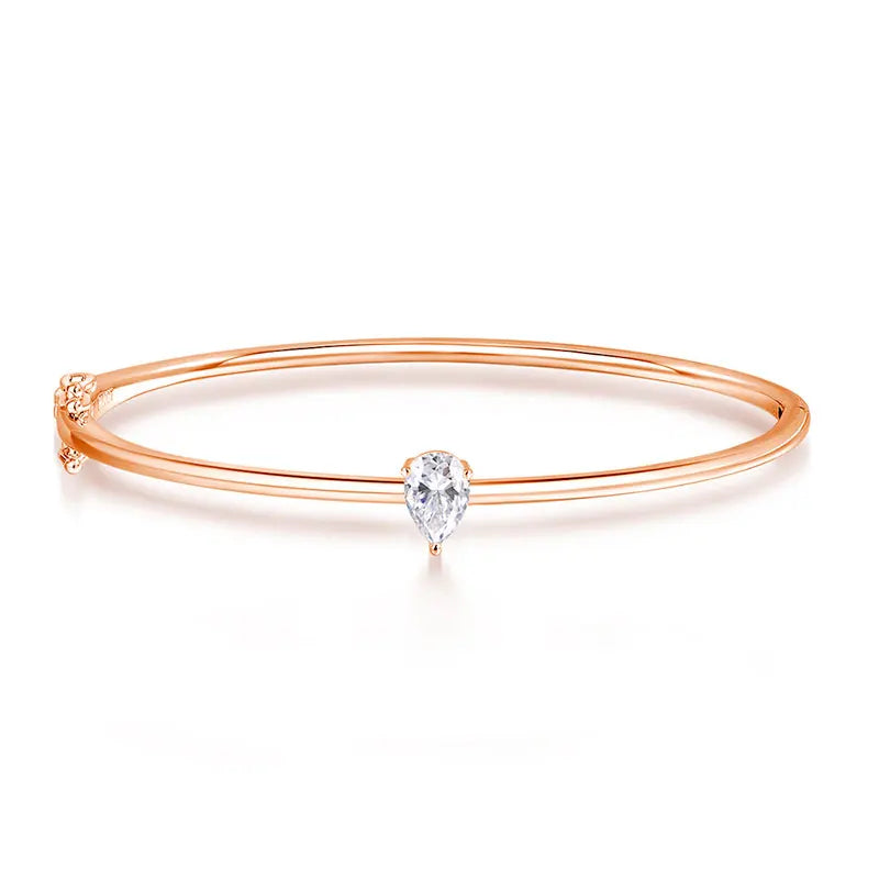 Pulseira Bangle Moissanite Corte Pêra 1 e 2 Quilates Prata 925 — Certificado GRA