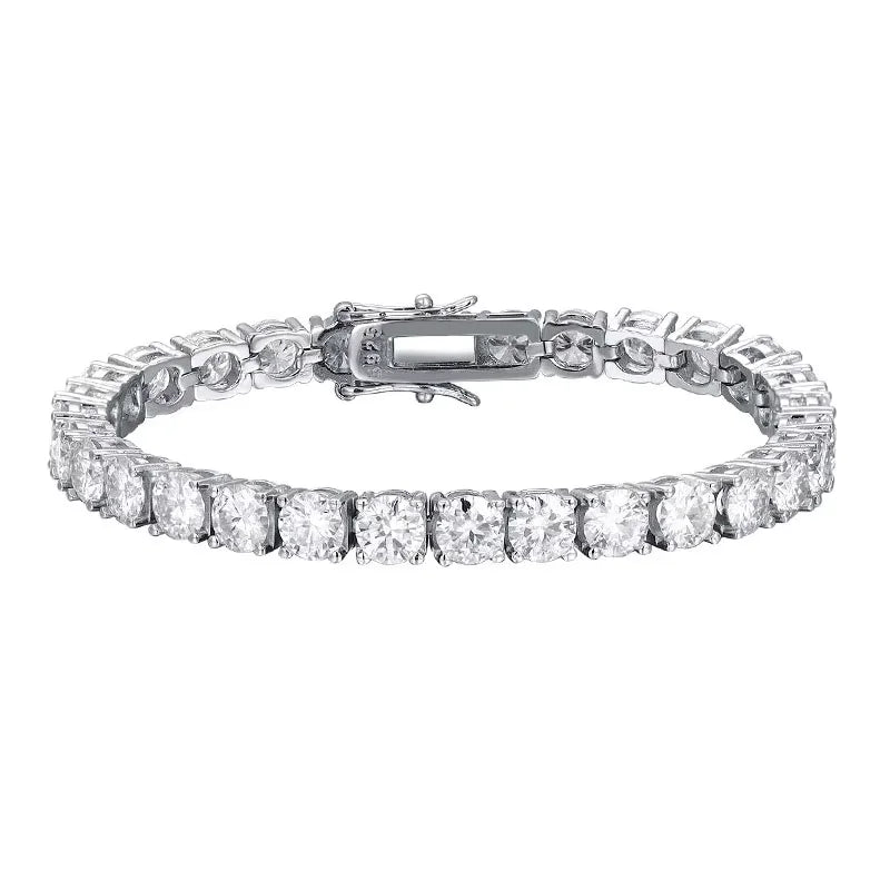 Pulseira Riviera Tênis Moissanite 2mm a 6,5mm Prata 925 Ouro Branco — Certificado GRA