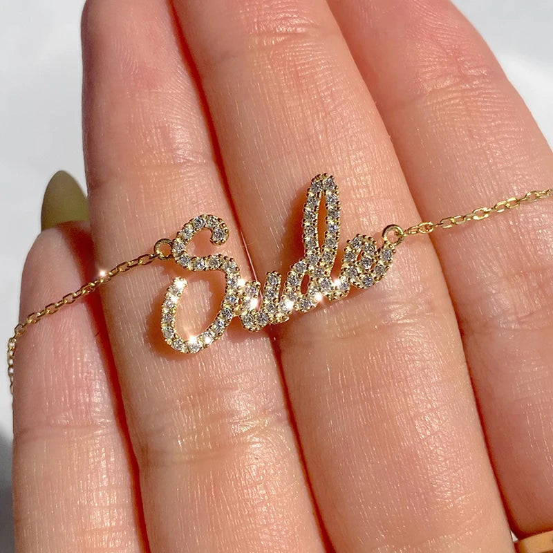 Colar Pingente com Nome Personalizado em Moissanite e Prata 925