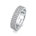 Aliança Eternity Completa Moissanite Prata 925 Banho Ouro 18K — Certificado GRA