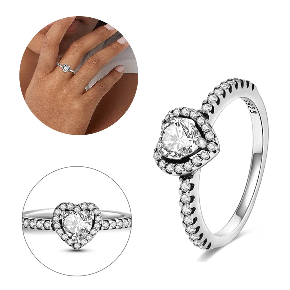 Conjunto Coração com Zircônia em Prata 925