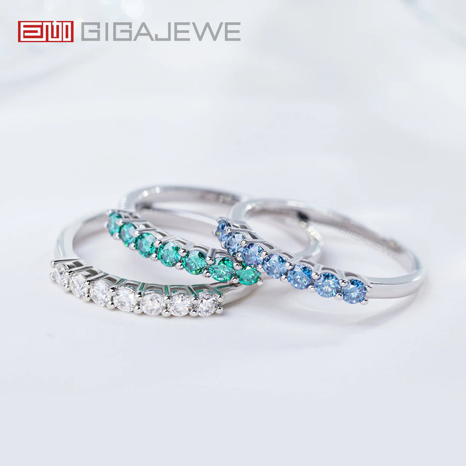 Meia Aliança com Moissanite Colorida 0,3ct em Prata 925