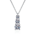 Colar Pingente Moissanite Gota Corrente Box Prata 925 Ouro 18K — Certificado GRA