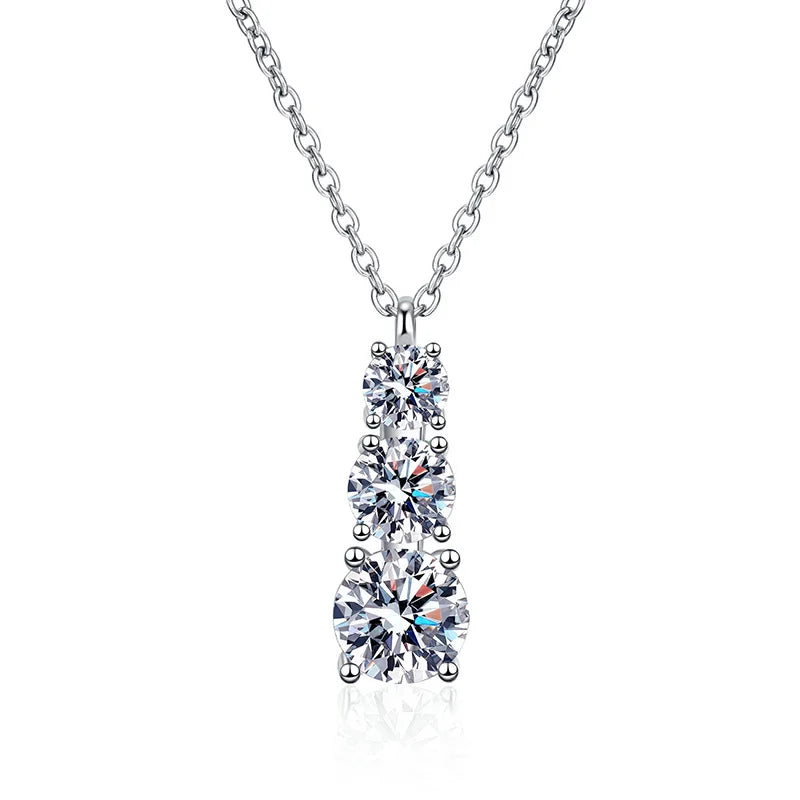 Colar Pingente Moissanite Gota Corrente Box Prata 925 Ouro 18K — Certificado GRA