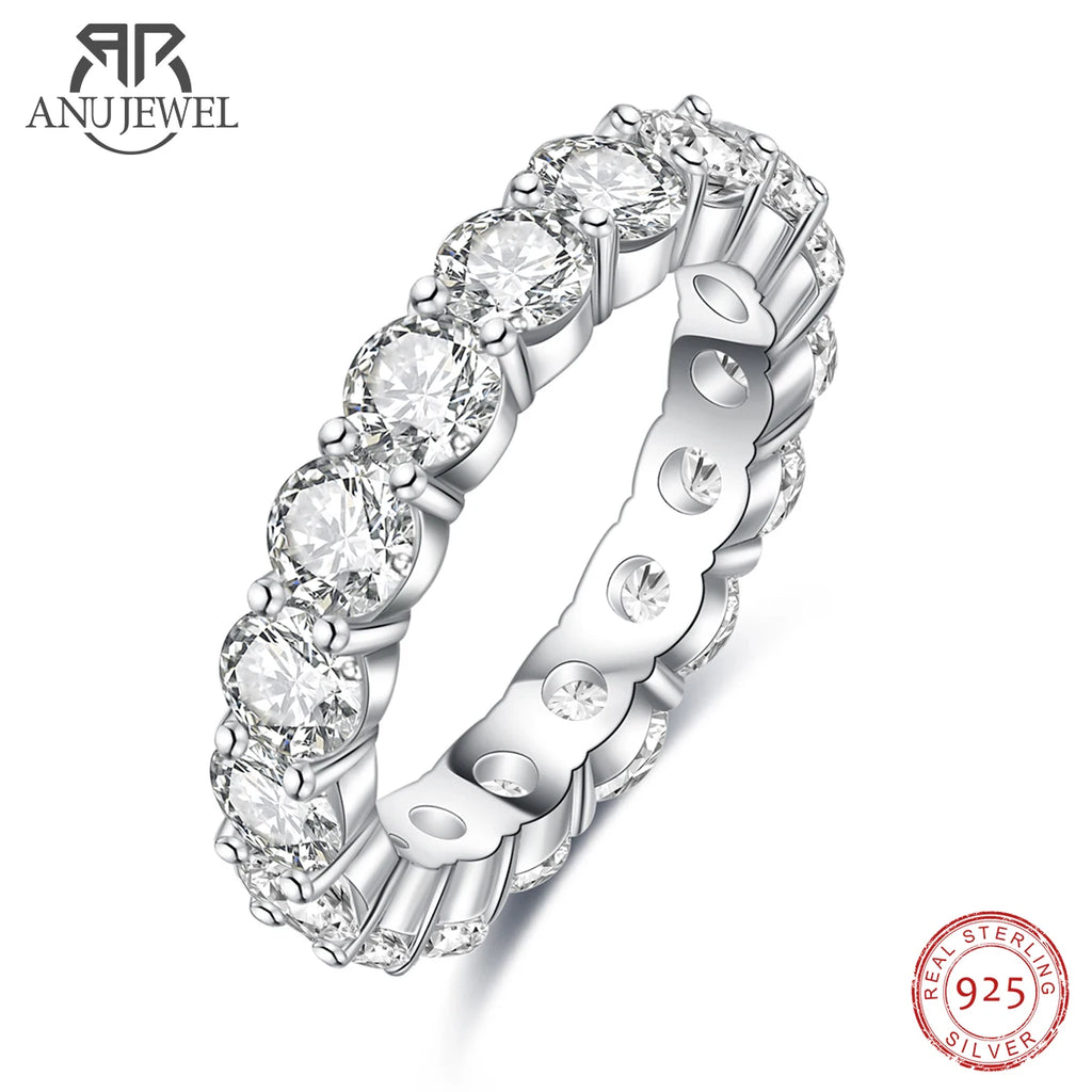 Aliança Inteira de Moissanite 4mm em Prata 925