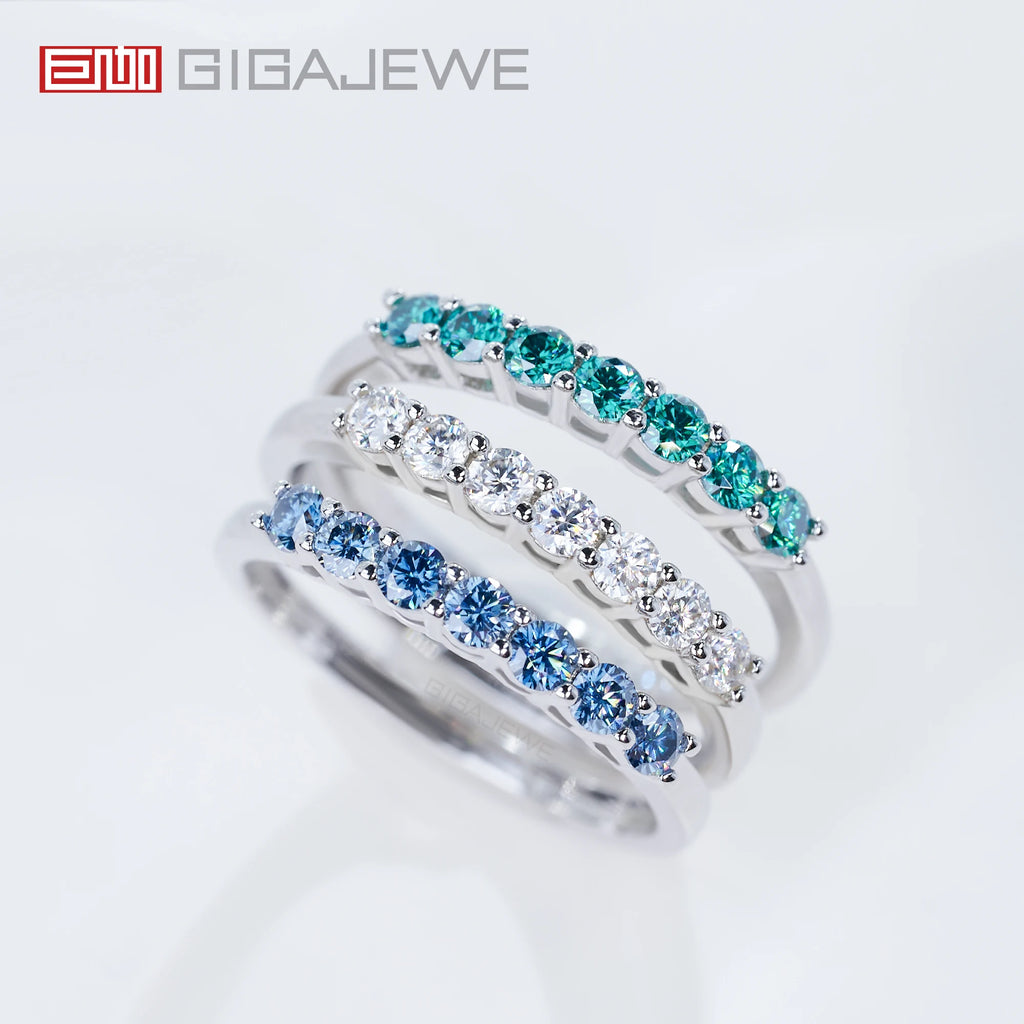 Meia Aliança com Moissanite Colorida 0,3ct em Prata 925