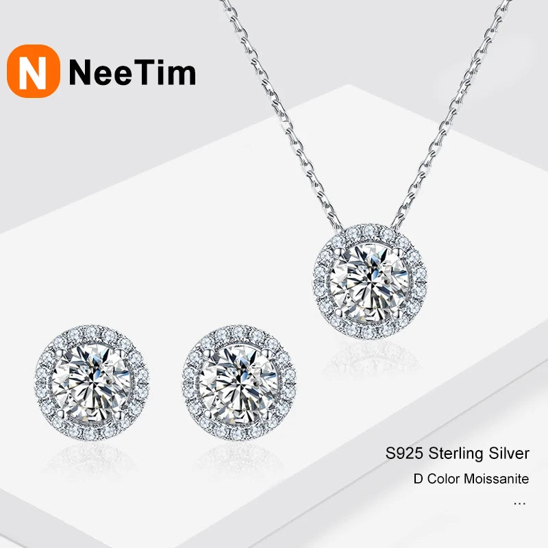 Conjunto Colar e Brincos de Moissanite em Prata 925