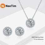 Conjunto Colar e Brincos de Moissanite em Prata 925