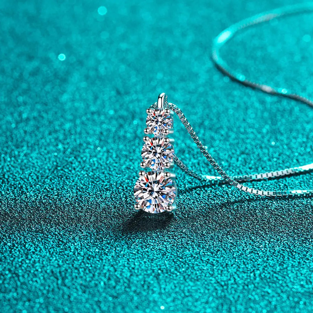 Colar Pingente Moissanite Gota Corrente Box Prata 925 Ouro 18K — Certificado GRA
