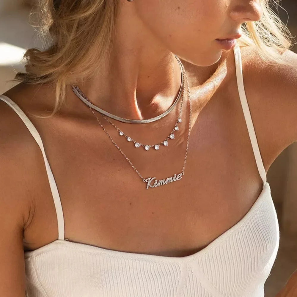Colar Pingente com Nome Personalizado em Moissanite e Prata 925