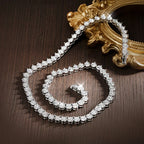 Colar Tênis Moissanite 3 Garras 3/4/5mm Prata 925 Sólida — Certificado GRA