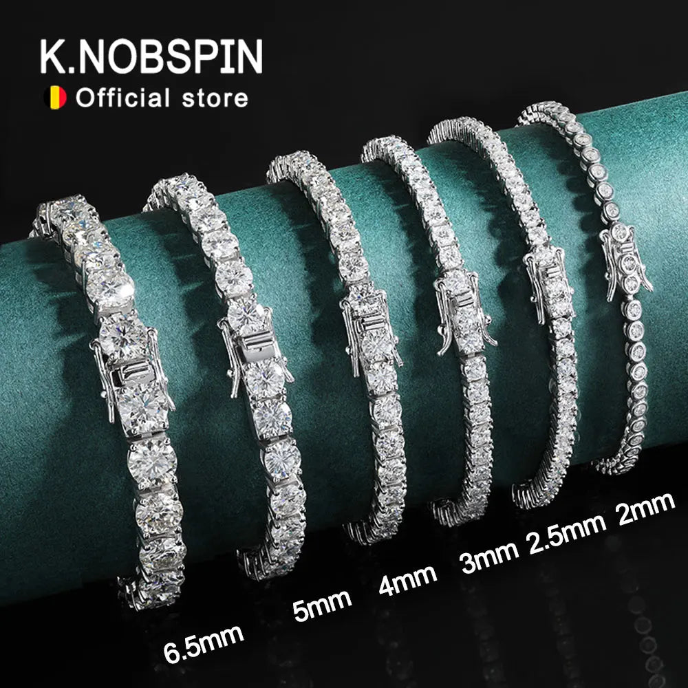 Pulseira Riviera Tênis Moissanite 2mm a 6,5mm Prata 925 Ouro Branco — Certificado GRA
