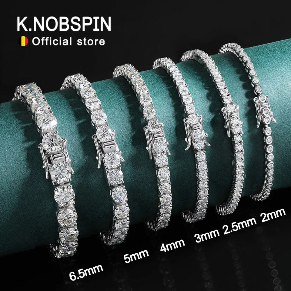Pulseira Riviera Tênis Moissanite 2mm a 6,5mm Prata 925 Ouro Branco — Certificado GRA