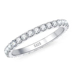 Anel Meia Aliança Moissanite 3mm Prata 925 | Certificado GRA