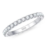 Anel Meia Aliança Moissanite 3mm Prata 925 | Certificado GRA
