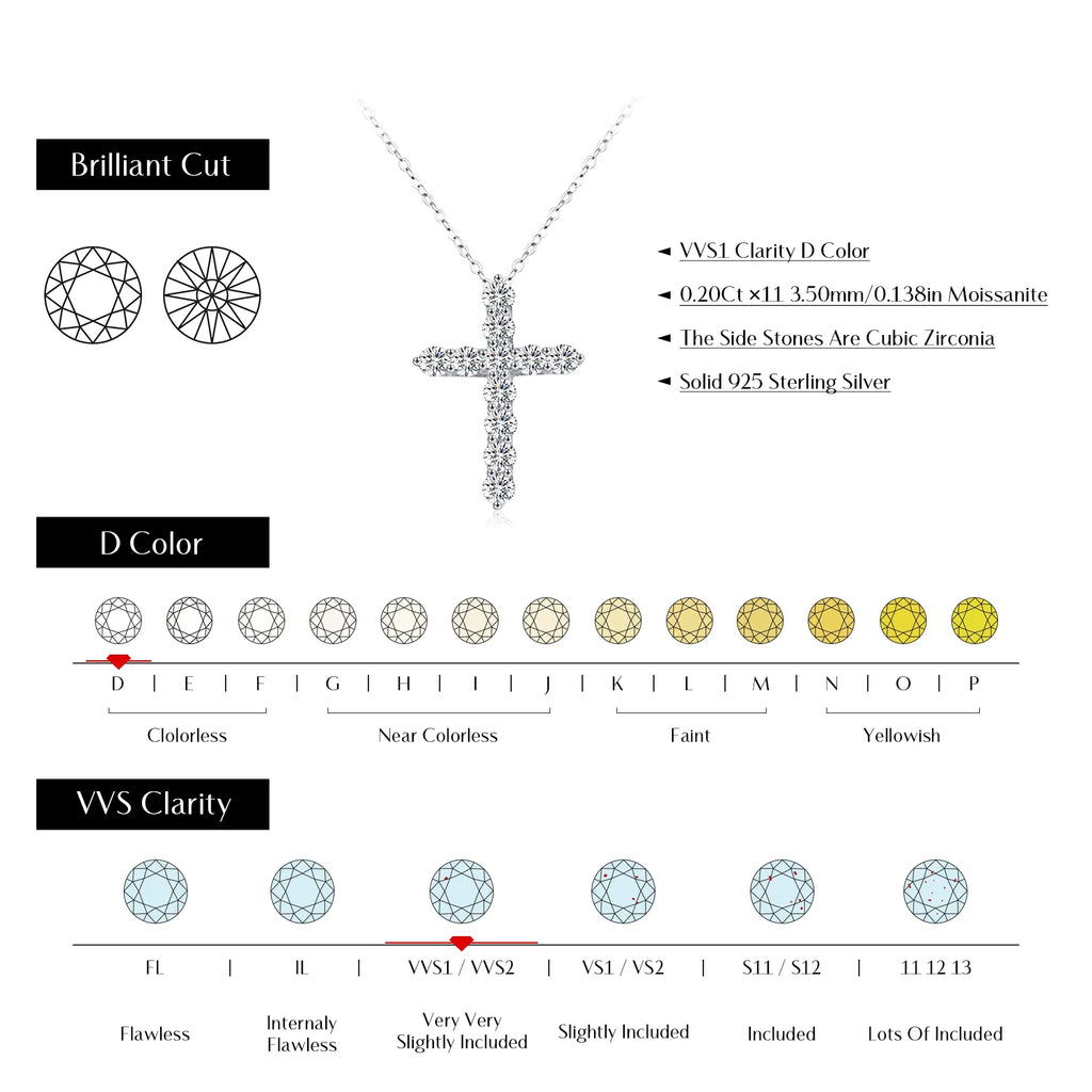 Colar Cruz com Moissanite em Prata 925