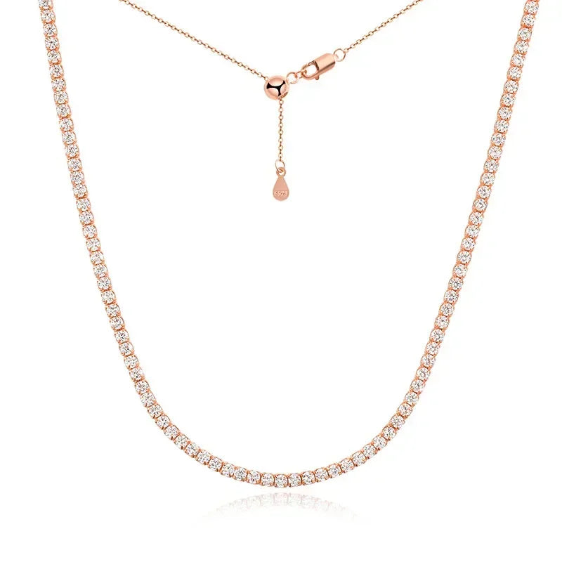 Colar Choker Riviera 2 mm em Prata 925 com Moissanite ou Zircônia