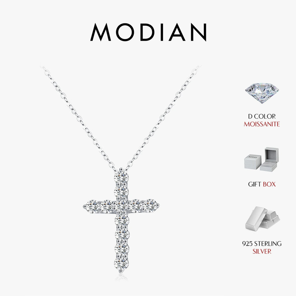 Colar Cruz com Moissanite em Prata 925