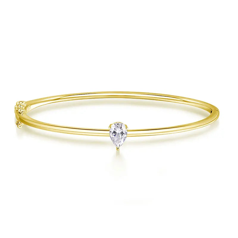 Pulseira Bangle Moissanite Corte Pêra 1 e 2 Quilates Prata 925 — Certificado GRA