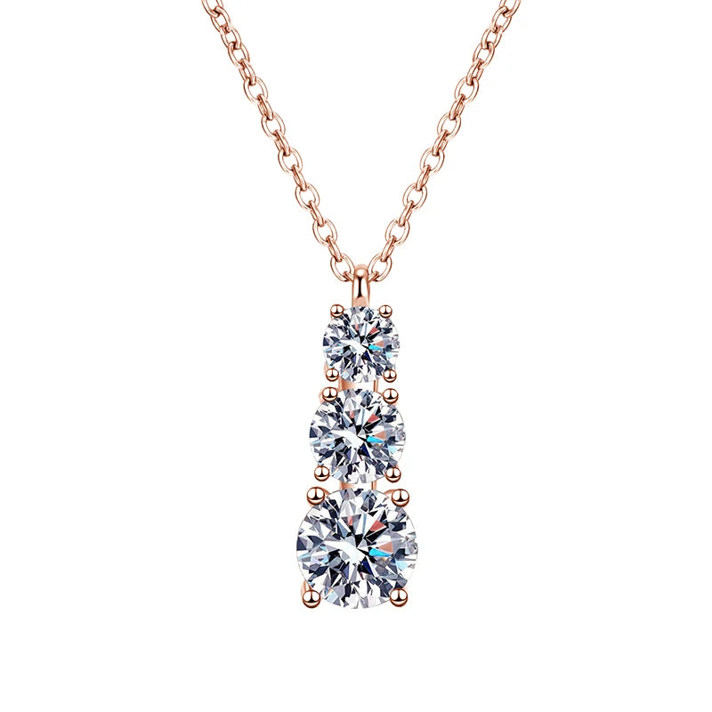 Colar Pingente Moissanite Gota Corrente Box Prata 925 Ouro 18K — Certificado GRA