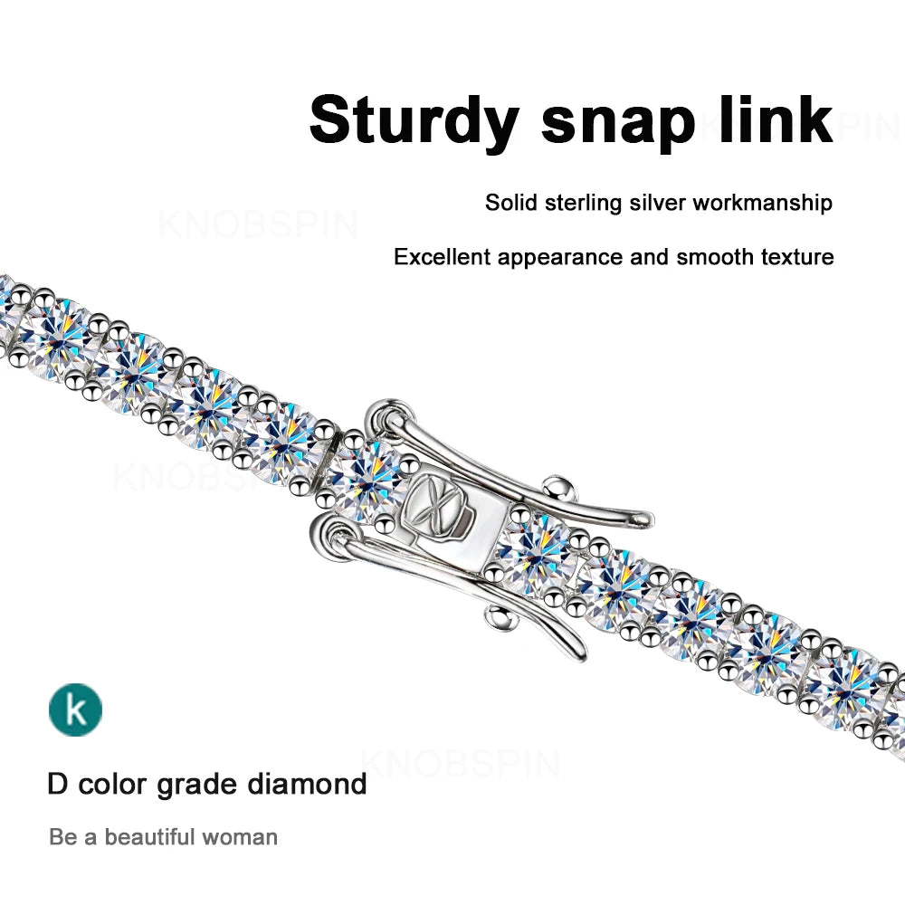 Pulseira Tênis Moissanite 3mm e 4mm Prata 925 Banho Ouro 18K — Certificado GRA