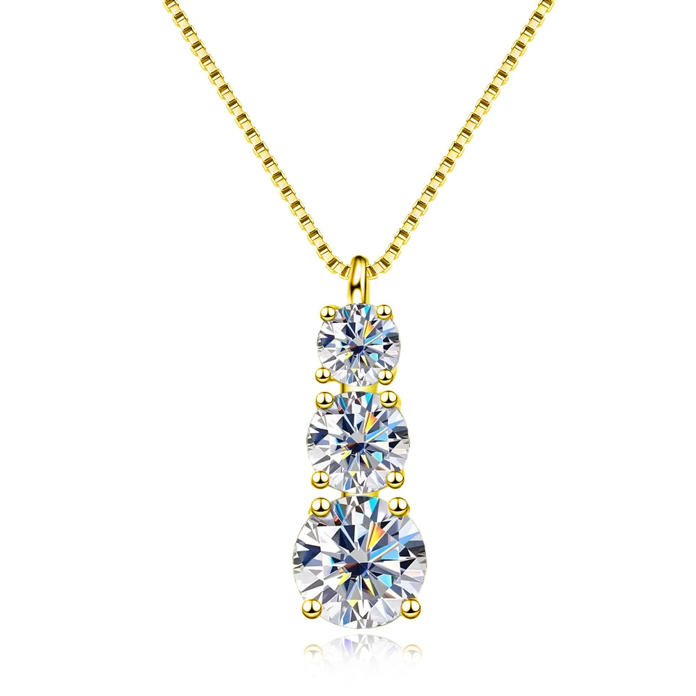 Colar Pingente Moissanite Gota Corrente Box Prata 925 Ouro 18K — Certificado GRA