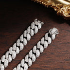 Pulseira Cubana Zircônia 8mm Prata 925 Banho Ouro 18K — Visual Impactante