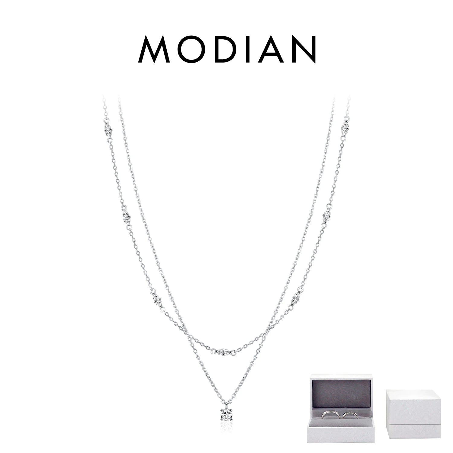 Colar Choker Duplo com Moissanite em Prata 925