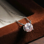 Colar Pingente Solitário Moissanite Prata 925 Banho Ouro 18K — Certificado GRA