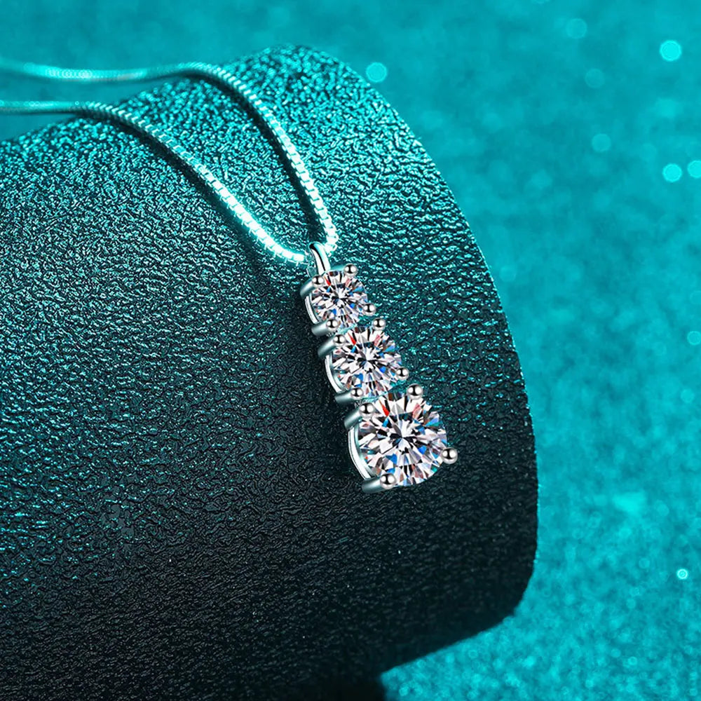Colar Pingente Moissanite Gota Corrente Box Prata 925 Ouro 18K — Certificado GRA