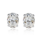 Brinco Solitário Moissanite Corte Oval 1 a 4 Quilates Prata 925 — Certificado GRA