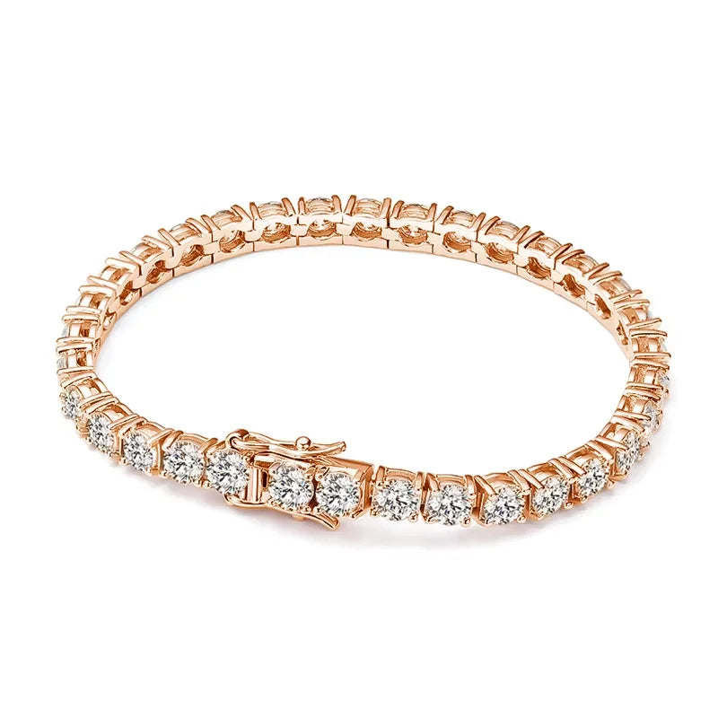 Pulseira Riviera Tênis Moissanite D VVS1 Prata 925 Ouro 18K — Certificado GRA