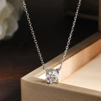 Colar Pingente Solitário Moissanite Prata 925 Banho Ouro 18K — Certificado GRA