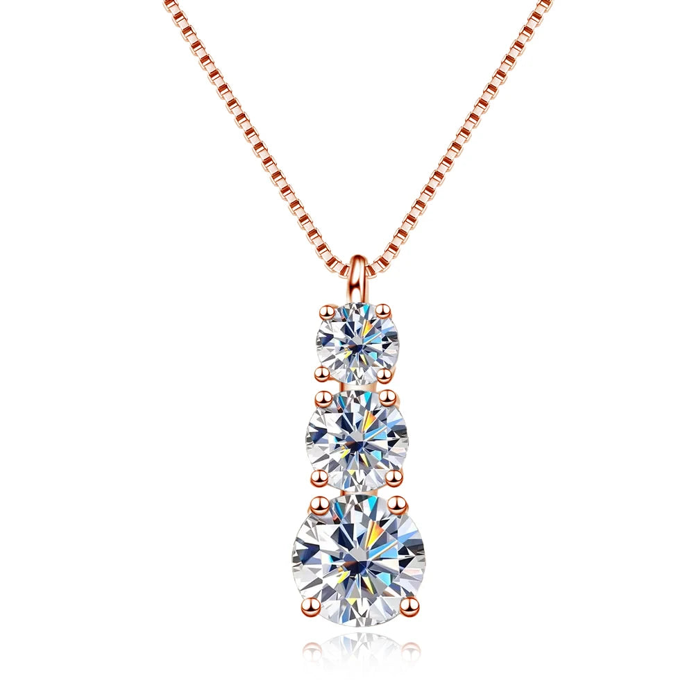Colar Pingente Moissanite Gota Corrente Box Prata 925 Ouro 18K — Certificado GRA
