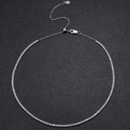 Colar Choker Riviera 2 mm em Prata 925 com Moissanite ou Zircônia