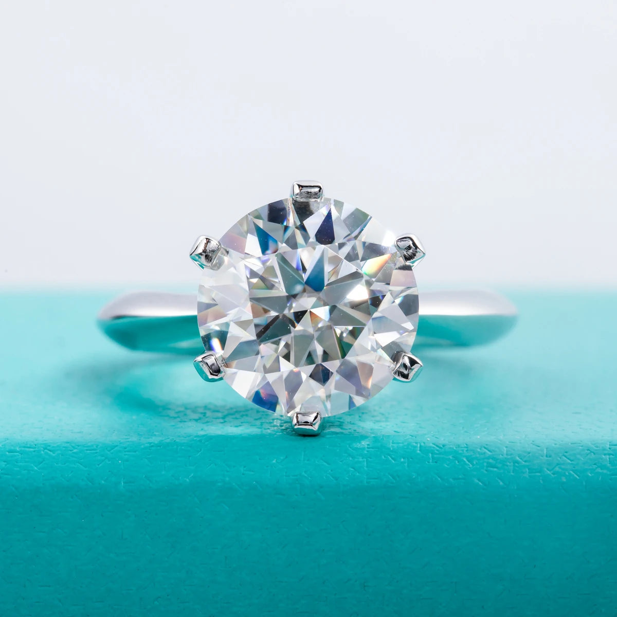 Anel Solitário de Moissanite 0,5 a 5ct em Prata 925