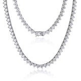 Colar Tênis Moissanite 3 Garras 3/4/5mm Prata 925 Sólida — Certificado GRA