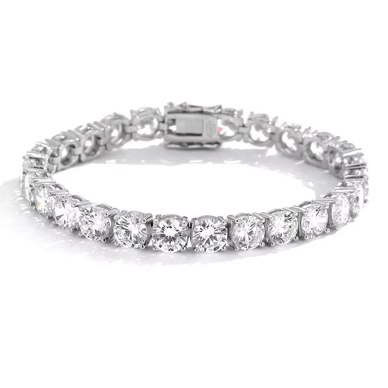 Pulseira Riviera Tênis Moissanite 2mm a 6,5mm Prata 925 Ouro Branco — Certificado GRA