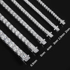 Pulseira Riviera Tênis Moissanite 2mm a 6,5mm Prata 925 Ouro Branco — Certificado GRA