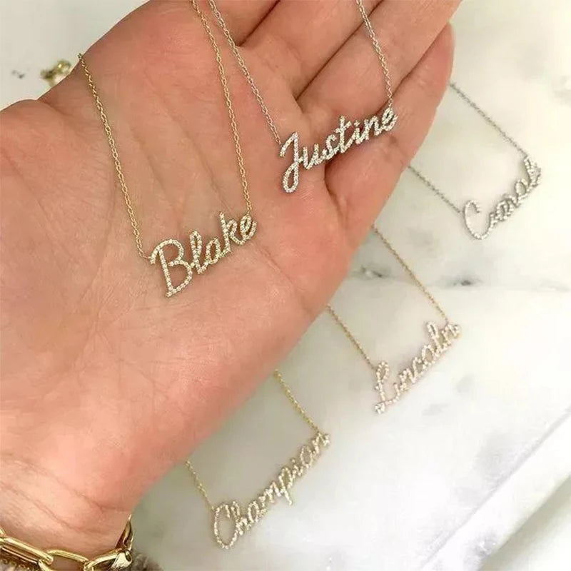 Colar Pingente com Nome Personalizado em Moissanite e Prata 925