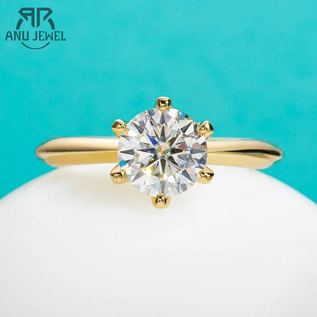 Anel Solitário Moissanite 3 Quilates Banhado a Ouro 18K em Prata 925