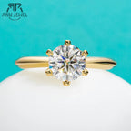 Anel Solitário Moissanite 3 Quilates Banhado a Ouro 18K em Prata 925