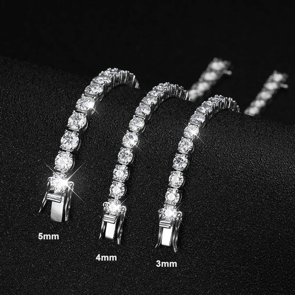 Pulseira Riviera Tênis Moissanite D VVS1 Prata 925 Ouro 18K — Certificado GRA