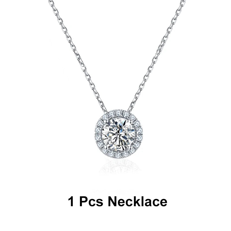 Conjunto Colar e Brincos de Moissanite em Prata 925