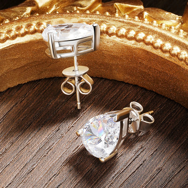 Brinco Solitário Moissanite Corte Pêra 0,5 a 2 Quilates Prata 925 Ouro 18K — GRA